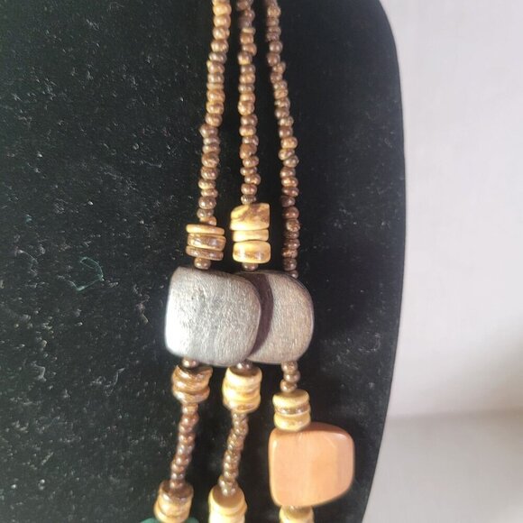 Vintage Multistranded Multicolor Boho Southwestern Wooden Beaded Necklace - Picture 3 of 4